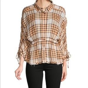NWT Free People Pacific Dawn Plaid Top